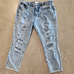 KanCan Ripped Light Blue Ankle Jeans
